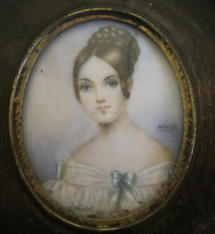 Antiek handgeschilderd miniatuur portret dame /12, Antiek en Kunst, Kunst | Overige Kunst, Verzenden