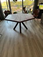 6 kantige Eetkamer tafel  kikarhout, Ophalen, 50 tot 100 cm, Zo goed als nieuw, Vijf personen of meer
