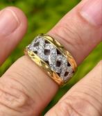 18 krt gouden bandring 14,9gr met 38 natuurlijke diamanten!, Sieraden, Tassen en Uiterlijk, Ringen, 18 tot 19, Ophalen of Verzenden