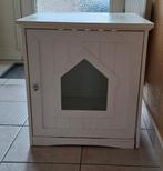Witte houten kattenbak kast / kattenbak meubel, Ophalen, Gebruikt, Gesloten