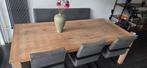 Massief eiken eettafel. H&H, Huis en Inrichting, Tafels | Eettafels, Ophalen, 200 cm of meer, 50 tot 100 cm, Zo goed als nieuw
