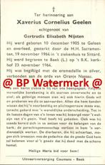 Geelen Xaverius 1905 Geleen 1964 Sittard Beek x Nijsten - 21, Bidprentje, Ophalen of Verzenden