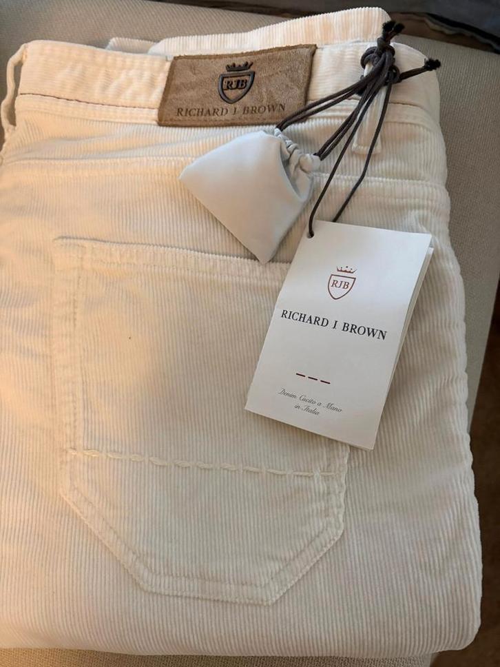 Richard J. Brown Corduroy Broek - Wit - Nieuw, Kleding | Heren, Broeken en Pantalons, Nieuw, Overige maten, Wit, Ophalen of Verzenden