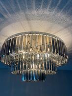 Luxe plafonnière / kroonluchter. Rookglas & chroom  Ø60cm, Ophalen, Zo goed als nieuw