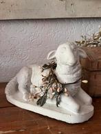 Groot gipsen stenen lam schaap oud brocante mooi v kerst, Antiek en Kunst, Curiosa en Brocante, Ophalen of Verzenden