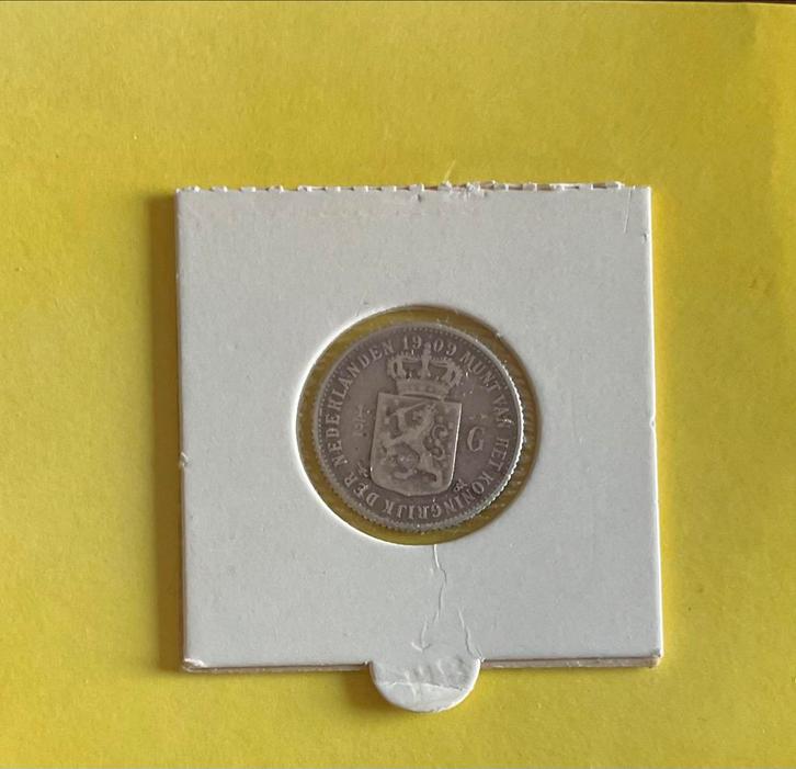 1/2  gulden 1909 zilver Koningin Wilhelmina, Postzegels en Munten, Munten | Nederland, Losse munt, ½ gulden, Koningin Wilhelmina
