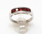 Prachtige Sterling Zilver Granaat Rijring, Sieraden, Tassen en Uiterlijk, Antieke sieraden, Verzenden, Zilver, Ring, Met edelsteen