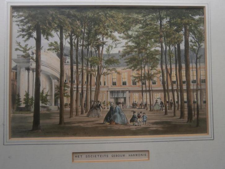 Mooie Kl. Gravure Oude doelen Rotterdam, in mooie lijst, Antiek en Kunst, Kunst | Etsen en Gravures, Ophalen of Verzenden