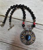 Prachtige ketting gemaakt van Obsidiaan kralen en grote hang, Overige kleuren, Nieuw, Ophalen of Verzenden, Steen of Mineraal