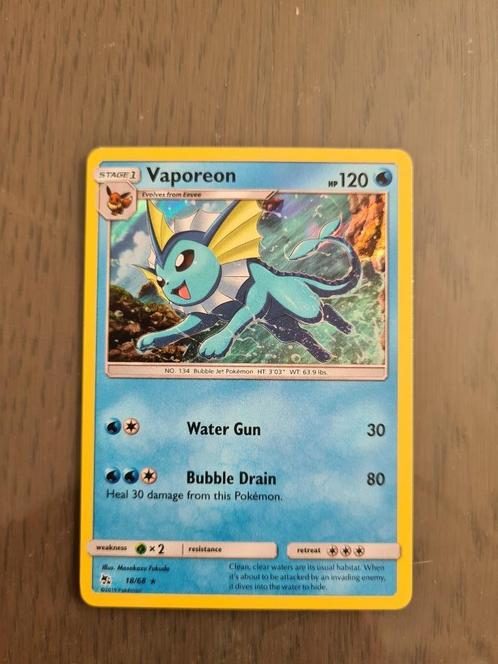 Vaporeon 18/68 Hidden Fates Pokemonkaart, Hobby en Vrije tijd, Verzamelkaartspellen | Pokémon, Nieuw, Losse kaart, Foil, Ophalen of Verzenden