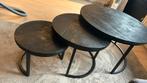 3delige salontafel set, zwart, hout, Huis en Inrichting, Tafels | Salontafels, Ophalen, Gebruikt, 50 tot 100 cm, Rond