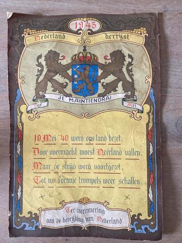 Herdenkingsprent Bevrijding Nederland 1945 - Origineel beschikbaar voor biedingen