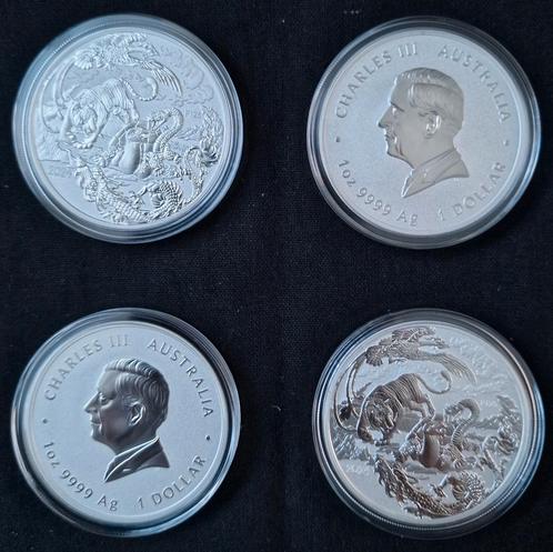 4x 1 oz Four Guardians Myths & Legends Zilver Munten 2024, Postzegels en Munten, Edelmetalen en Baren, Zilver, Ophalen of Verzenden