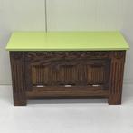 Brocante kist klepkast TT meubel restyle groen & eiken hout, 50 tot 75 cm, Minder dan 50 cm, 75 tot 100 cm, Niet bekend