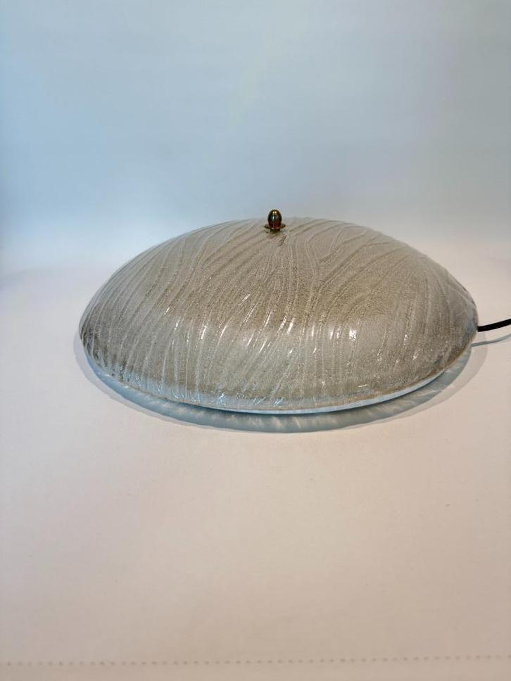 Vintage ronde plafondlamp – glas, Huis en Inrichting, Lampen | Plafondlampen, Glas, Metaal, Ophalen of Verzenden