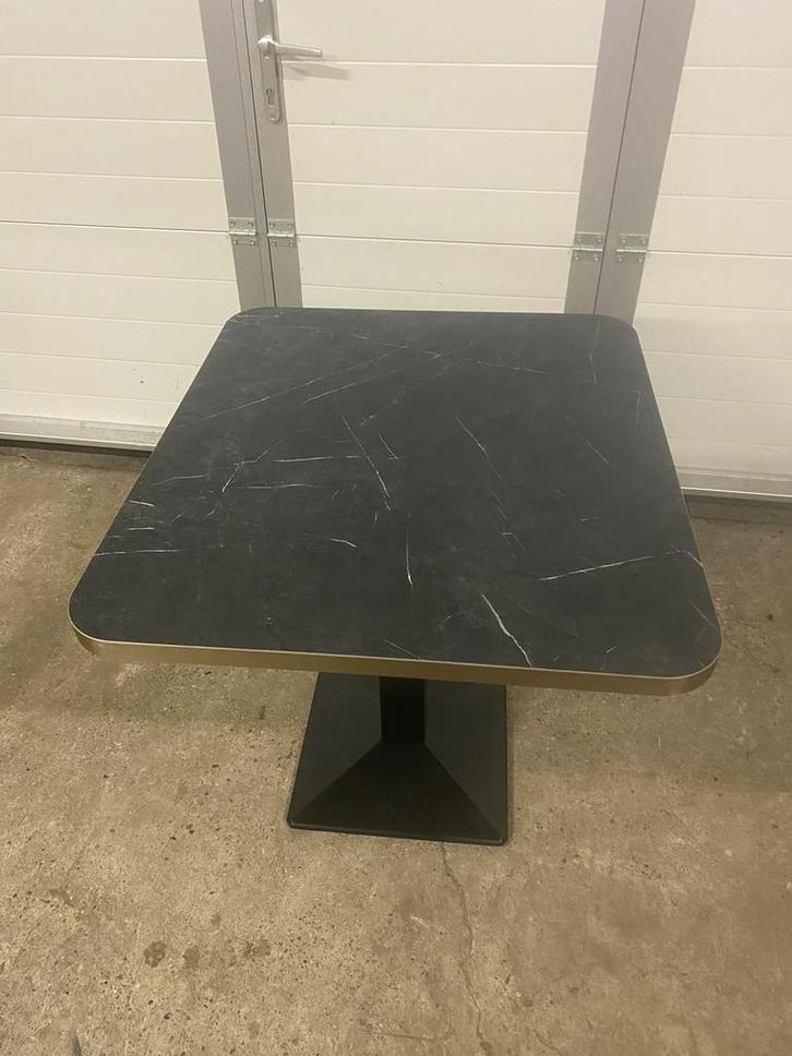 2 horeca restaurant tafel zwart marmer look 70x80 cm, Antiek en Kunst, Antiek | Meubels | Tafels, Ophalen