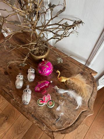 Kersthangers roze zilver goud vogel uil enz,zgan beschikbaar voor biedingen