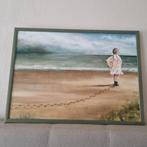 Olieverf schilderij 'meisje aan zee' gesigneerd, Huis en Inrichting, Woonaccessoires | Schilderijen, Tekeningen en Foto's, Ophalen of Verzenden