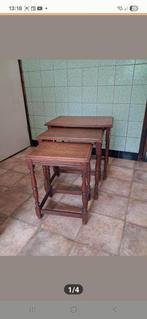 Antiek Eiken Bijzettafeltjes Set, Gebruikt, Ophalen of Verzenden, Landelijk, Rechthoekig