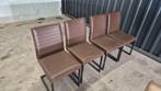Set van 4 bruine eetkamerstoelen, Huis en Inrichting, Stoelen, Ophalen, Gebruikt, Bruin, Vier