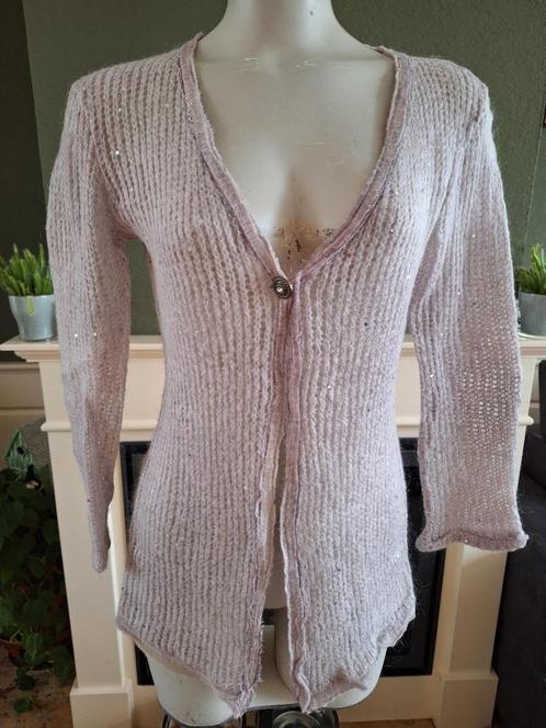 Nana Nucci zacht lila cardigan vest 34 36 S 0 zijde mohair, Kleding | Dames, Truien en Vesten, Zo goed als nieuw, Maat 36 (S)