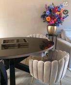 Ovale Eettafel en salontafel set inclusief bronze glasplaat, Huis en Inrichting, Tafels | Eettafels, Ophalen of Verzenden, Zo goed als nieuw