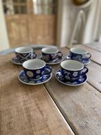 5 x kop en schotel Japans porselein. Blauw bloesem Imari, Ophalen, Zo goed als nieuw, Overige stijlen, Kop(pen) en/of Schotel(s)