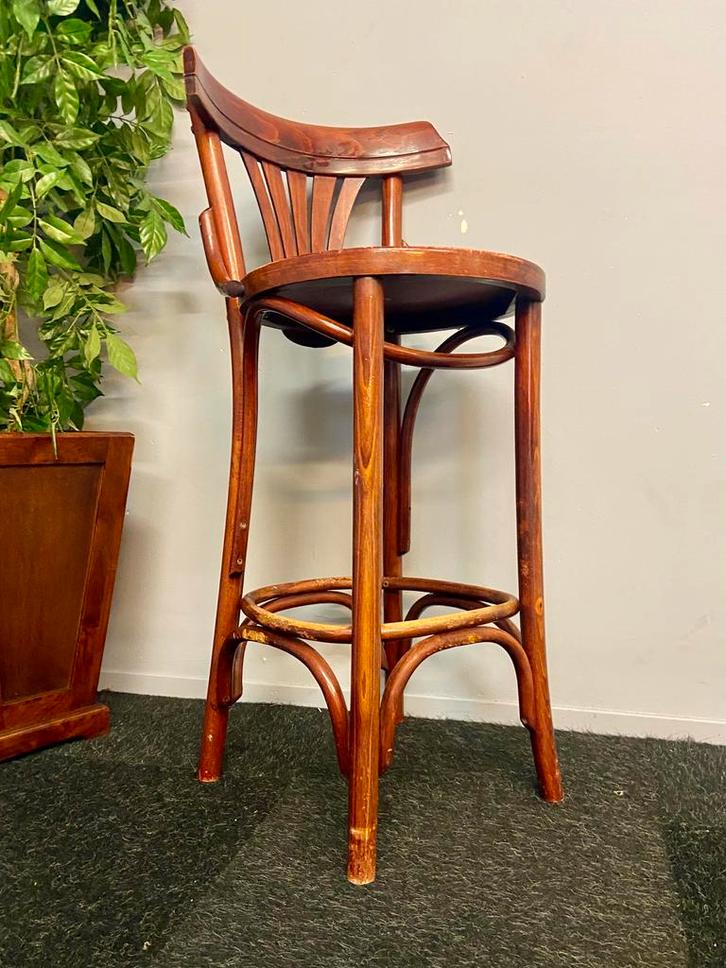 Originele barkruk Thonet stijl, Huis en Inrichting, Barkrukken, Gebruikt, 60 tot 90 cm, Hout, 1 kruk, Ophalen