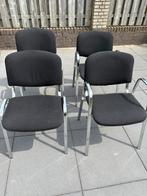 4 stoelen stapelbaar 2 met en 2 zonder leuning, Ophalen, Gebruikt, Zwart, Vier