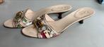 Gucci Mules Horsebit Canvas Leer Maat 36,5, Ophalen of Verzenden, Gedragen, Beige, Sandalen of Muiltjes
