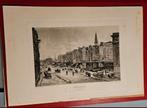 Gravure het Damrak in Amsterdam, Antiek en Kunst, Kunst | Etsen en Gravures, Ophalen of Verzenden