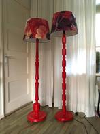Staande lampen vintage in oranje/stoplichtrood, 150 tot 200 cm, Vintage/retro, Zo goed als nieuw, Hout