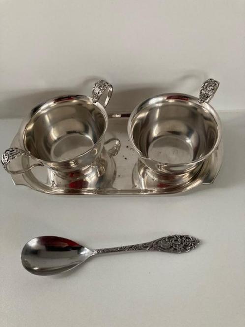 3 dlg SOLA roomstel+suikerschep ZWAAR VERZILVERD, Antiek en Kunst, Curiosa en Brocante, Ophalen of Verzenden