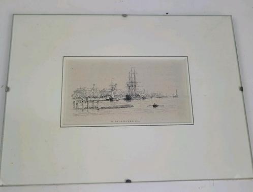 Le Nieuwediep houtgravure Den Helder circa 1880, Antiek en Kunst, Kunst | Etsen en Gravures, Ophalen of Verzenden