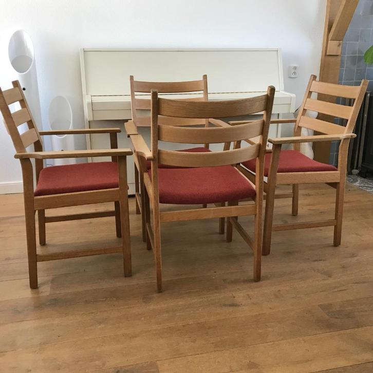 Set 4 KP Mobler Kurt Ostervig stoelen stoel Deens design, Huis en Inrichting, Stoelen, Bruin, Ophalen
