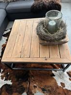 Riviera Maison salontafel hout en 2 glasplaten, Ophalen, Gebruikt, 100 tot 150 cm, 50 tot 75 cm
