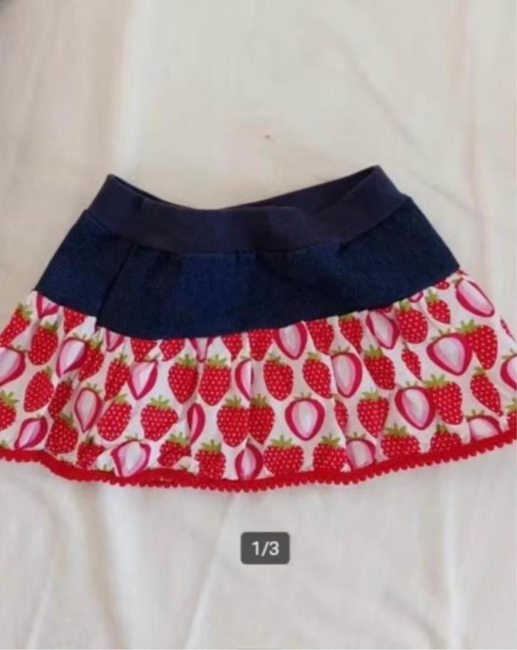 Noddles Rokje Rok Spijkerrokje Jeans Denim Aardbei mt 74 /80, Kinderen en Baby's, Babykleding | Maat 74, Zo goed als nieuw, Meisje