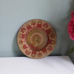 Vintage Vintage geëmailleerd koperen wandbord met pauw, Ophalen of Verzenden