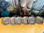 Set van 6 vintage messing bordjes, Ophalen of Verzenden