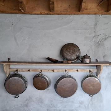 Div. oude brocante koperen pan pot 2 handgreepjes *Etage3* beschikbaar voor biedingen