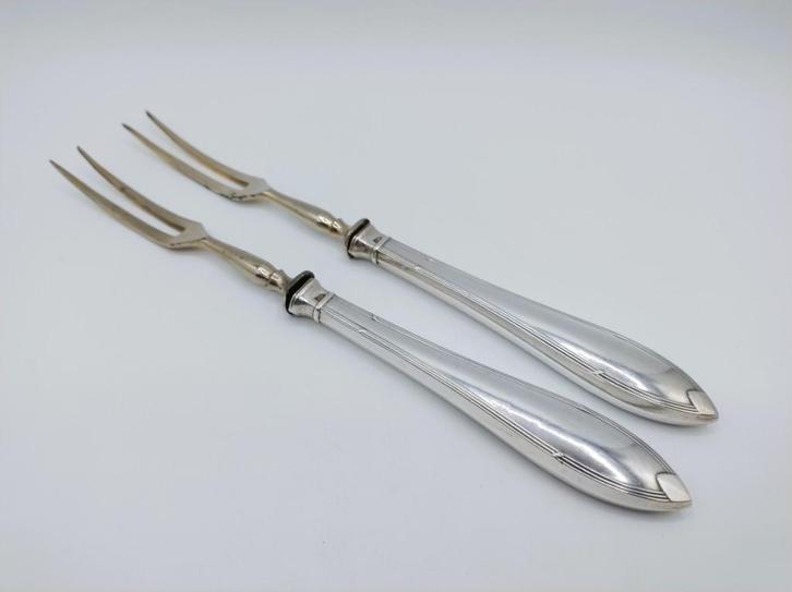 2 Vorken met zilveren heften, ca. 1915, Antiek en Kunst, Antiek | Bestek, Verzenden