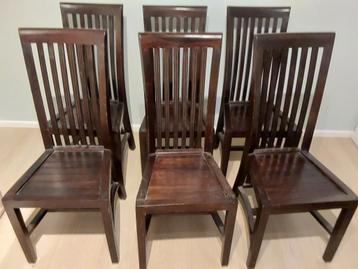Houten Eettafel Stoelen - Set van 6 beschikbaar voor biedingen