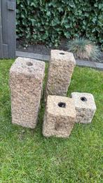 4 ornament stenen met gat voor waterpartij, Tuin en Terras, Waterpartijen en Fonteinen, Ophalen, Gebruikt, Waterornament