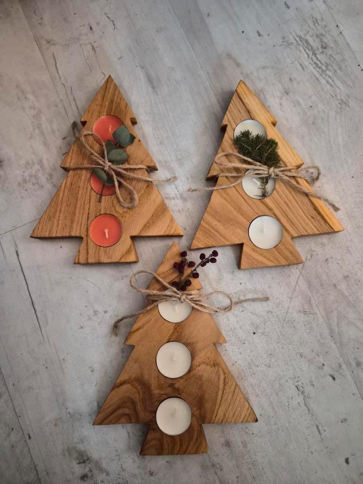 Handgemaakte Eiken Kerstboom Kandelaar, Huis en Inrichting, Woonaccessoires | Kandelaars en Kaarsen, Nieuw, Kandelaar, Minder dan 25 cm
