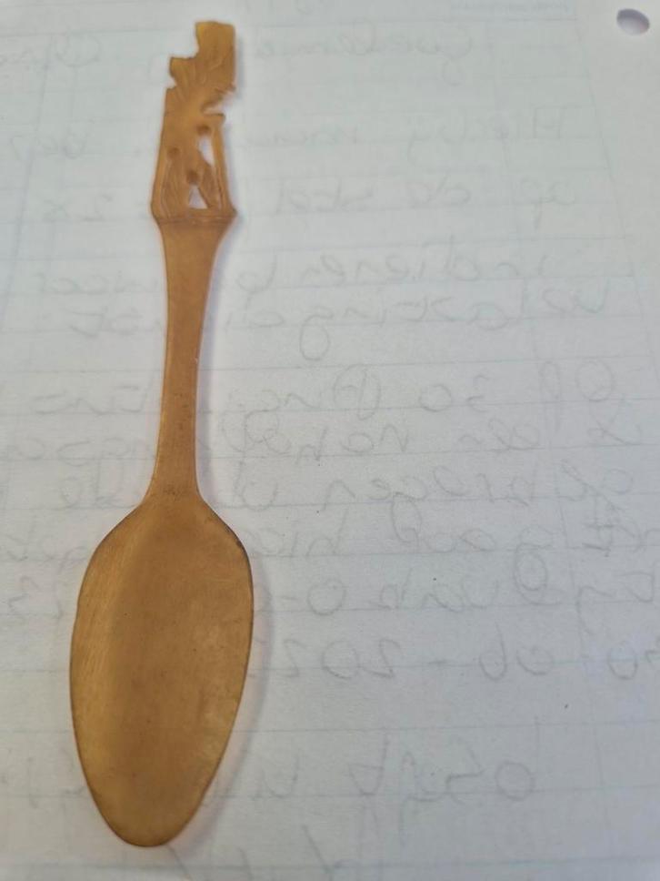 Vintage Indonesische Wayang Lepel Koehoorn, Antiek en Kunst, Antiek | Bestek, Ophalen of Verzenden