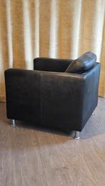 2 stuks Machalke Zwart leren fauteuils, Ophalen, Gebruikt, 75 tot 100 cm, Modern