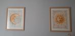 2 mooie grote schilderijen met zon en maan afbeelding, Huis en Inrichting, Woonaccessoires | Schilderijen, Tekeningen en Foto's