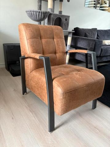 Fauteuil microleer cognac – industriële stijl beschikbaar voor biedingen