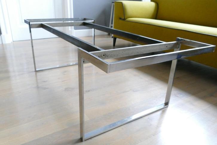 Onderstel salontafel – chroom en metaal – jaren 70, Huis en Inrichting, Tafels | Salontafels, Gebruikt, Minder dan 50 cm, 50 tot 100 cm