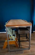 Hoge tafel met 6 stoelen - 90x200cm x 110cm hoog, Huis en Inrichting, Tafels | Eettafels, Ophalen